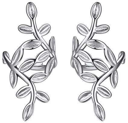 ChicSilver Helix Anneau Réglable - Manchette d’oreille Femme Argent 925 - Boucles d'oreilles Feuille pour Hélix sans Trou Non Piercing EarCuff Boucle d'Oreille Clips Non Percées Femms Filles