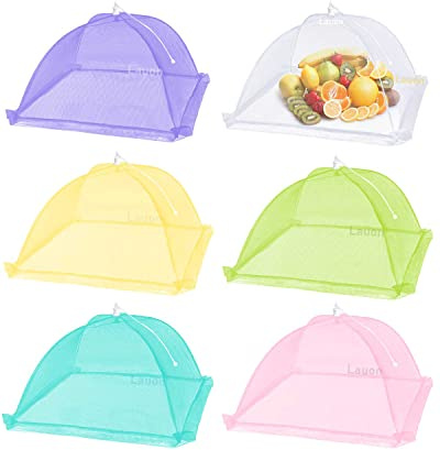 Lauon Food Cover Mesh Food Tent, 17x17, Nylon Covers, Pop-Up Umbrella Screen Tents, Collapsible and Reusable Patio Bug Net for BBQ, Picnics, Parties, Camping, Outdoor - 6 Colors