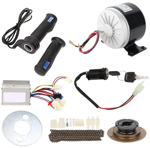 Keenso Kit di conversione per Bicicletta ad Alta velocità, 9 Pezzi/Set 24V 250W Guarnitura Motore Spazzolato con Controller con Impugnatura dell'acceleratore per Bici
