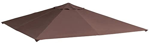 Outsunny Toile de Rechange pour pavillon tonnelle Tente Toit de Remplacement Gazebo de Jardin Tissu Polyester Haute densité 180 g/m² Anti-UV 3 x 3 m café