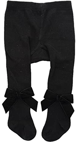 YILEEGOO Medias de punto acanalado para bebés y niñas pequeñas con lazos de terciopelo, para Navidad, día de San Valentín, leggings para bebé, 6-12 meses