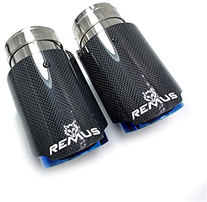 Auspuffblende 1 STÜCK Auto-Auspuff-Schwanzrohr glänzend Carbon-End-Ende-blaue Edelstahl-gerader Schalldämpfer-Tipp mit Fit-Verwendung for BMW F30 Auspuff Endrohr (Color : 51-76mm)
