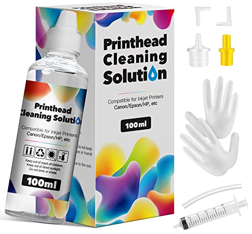 HALLOLUX 100ML Druckkopfreiniger Düsenreiniger Druckkopf Reinigungsflüssigkeit, Flüssigdrucker Kopfreinigungsset Lösung für Epson HP Canon Brother Samsung für Aller Tintenstrahldrucker Druckkopf