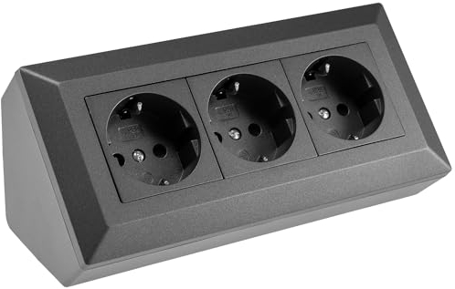 Bloc de prises triple, anthracite, max 16 A/3 600 W, montage en saillie