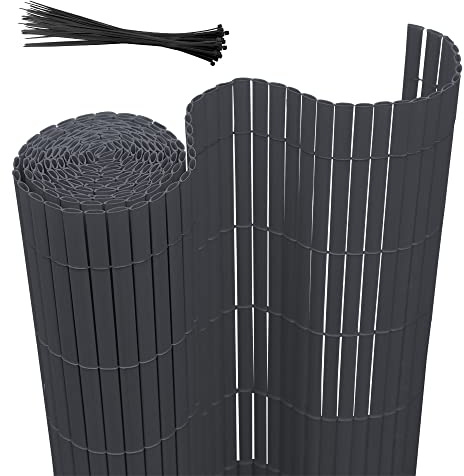 Joparri Sichtschutzmatte 140 x 1000 cm PVC Sichtschutzzaun 3-Gewicht-Verstärkung, Stabil PVC Sichtschutzstreifen Anthrazit Privatsphäre Sichtschutz für Garten Balkon Terrasse Zaun