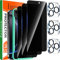 IMBZBK 3 Pack Privacy Screen Protector for iPhone 16 Pro Tempered Glass Accessories 3 Pack Camera Lens Protector, Case Friendly Anti Spy Screen Cover Film for Apple 16 Pro, Full Coverage