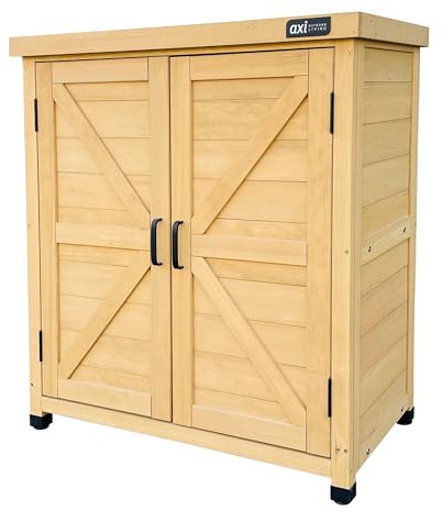 AXI Felix Gartenschrank aus Holz in Braun | Geräteschrank/Geräteschuppen für den Garten mit Ablage | 80 x 45 x 93 cm