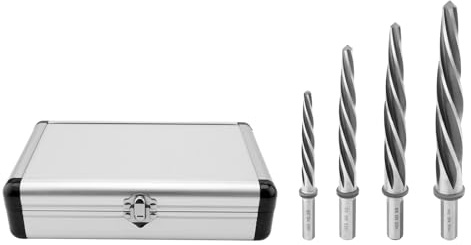 4pcs Set M2 HSS Taper Chucking Reamer, 3/8, 1/2, 5/8, 3/4, Fit for 3/8 or 1/2 Shank Chuck, Chucking Bridge/Construction Steel Reamers, for Steel, Alloy, Aluminum, Wood, Plastic