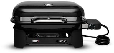 Weber Lumin Compact Elektrogrill, 43 x 32cm Grillfäche, portabel, erreichtüber 315 °C, Vielseitig - ideal zum Anbraten, Räuchern, Dämpfen oder Kochen von Speisen - Schwarz (91010979)