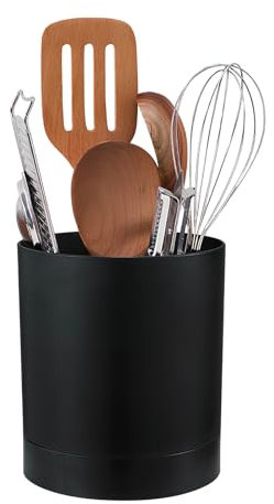 Zimoer Küchenutensilienhalter, Küchen Utensil, Platzsparender Besteckkorb & Kochlöffelhalter, 360 ° drehbarer Anti-Rutsch Utensilienhalter-Organizer, Aufbewahrungslösung für Küchenzubehör (Schwarz)