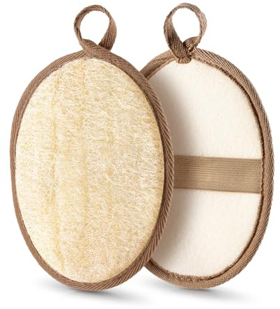 RIYNIBIY 2PCS Natural Exfoliating Loofah Body Scrubber, Loofah Exfoliating Body Scrubber for Bath, Made with Natural Egyptian Shower Loofah Sponge, Shower Exfoliator for Women and Men
