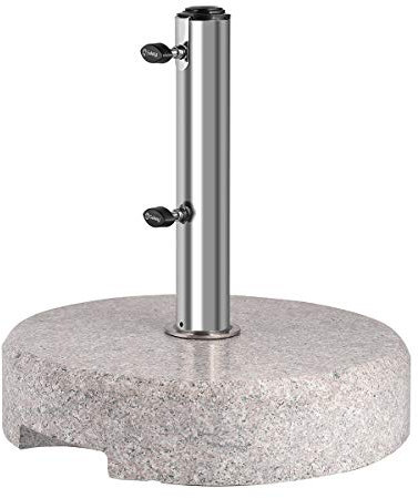 Sekey Granit Sonnenschirmständer mit Edelstahlrohr, Hochwertiger Sockel, für Schirmstöcke bis 22-38 mm, Balkonschirmständer 25KG Rund Grau