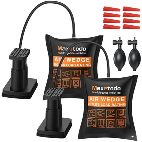 Maxetodo 2PCS Air Wedge Pump Up Bag - Dual Mode Door Lifter for Home & Car Repair Heavy Duty 771lbs Capacity Inflatable Air Wedge for Window Installation & Furniture Moving