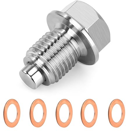 Tunejoy Tapón Drenaje de Aceite Magnético M14*1,5 Tornillo del Cárter de Aceite con Anillo Sellado de Acero Inoxidable para Coches Motor 2 Piezas