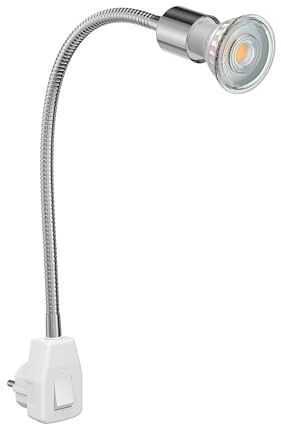 ledscom.de Lampada a zoccolo LESCH a collo d'oca, cromo/bianco, incl. GU10 LED (bianco, 8,2W, 1179lm, 33°)