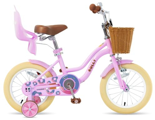 RULLY Bicicleta de niño de 12-16 Pulgadas para niños de 2 a 6 años, con estabilizadores, Freno de contrapedal y Freno de Mano, Cesta, Marco de Acero Ligero, Bicicleta de Aprendizaje para niños