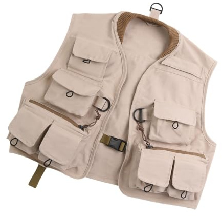 Uqezagpa Chaleco multifunción para pesca con mosca, accesorios para truchas, chaleco con múltiples bolsillos para niños, chaleco de pesca con mosca para adolescentes