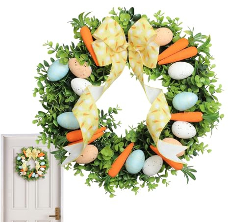 Qiwieod Couronne de Pâques,Guirlande Décorative Mignonne Faite Main - Décoration de Porte d'Entrée | pour Rassemblements en Famille Amis Décoration Murale Intérieure