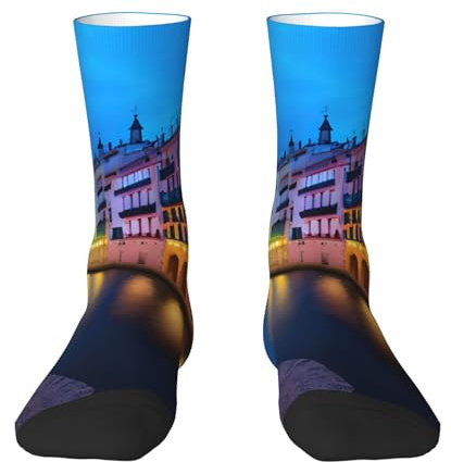 Spanien vatten stad strumpor för män och kvinnor, mjuka, andningsbara, flexibel komfort med snygg design, bästa presenten, Vitt, one size