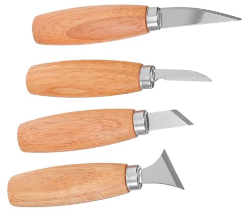 Garneck Kit de Sculpture sur Bois 4 Pièces avec Manches en Bois Couteaux à Main et Sculpture DIY Outils de Précision pour Bricolage et Projets Artistiques
