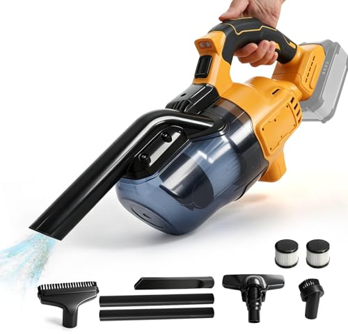 Trådlös handdammsugare, kompatibel med DEWALT-batterier 18 V 20 V, sugkraft 16 000 Pa, dammbehållare 700 ml, 2 HEPA-filter med LED-ljus för torrstädning i