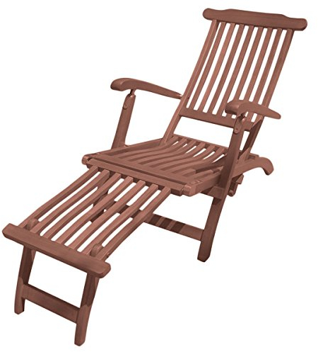 Vierfach Verstellbarer Deckchair aus Eukalyptusholz Gartenliege Gartenstuhl