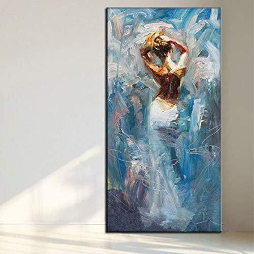 Gbwzz Donne di Grandi Dimensioni Indietro Dipinte a Mano Quadri Dipinti ad Olio Astratti su Tela Modern Home Wall Painting,50x100cm