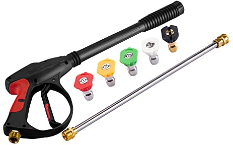 Stone Banks Professional Pressure Washer Jet Wash Gun and Lance,Pressure Washer Gun M22 14mm 4000 Psi with 5 Jet Nozzles for Cleaning The Car, Mechanical Equipment, Floors, Walls, Windows