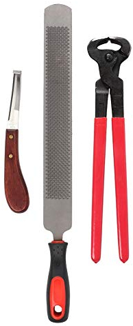 Zerodis Huftrimm-Werkzeugsatz Doppelseitige Hufraspel Hufschneider Hufmesser Pferdehufpflege für Pferde