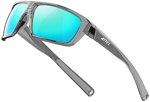 ATTCL Herren Polarisierte Sonnenbrille UV400 Schutz Sportbrille TR90 Ultraleicht für Fahren, Angeln & Outdoor 5001 Clear+Blue