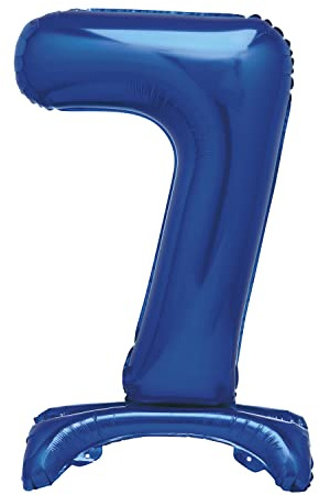 Unique Blue Standing Number 7 Foil Balloon 30, Packaged