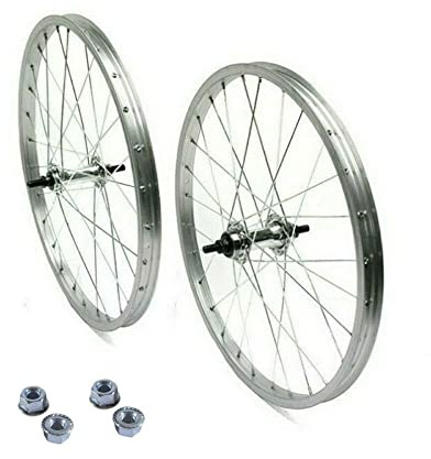 Par de ruedas/llanta delantera + trasera 20 x 1,75 bicicleta casquillo estándar aluminio/acero 20 x 1,75 bicicleta City Bike – Paseo tuercas de fijación bicicleta Epoca Graziella MTB CITYBIKE niño/a