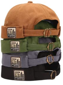 Emaha Cappelli senza tesa per uomo donna Skullcap Mens Vintage Docker Beanie Cap cotone arrotolato polsino Harbour Hat Cappello da marinaio, taglia unica, Multicolore, Taglia unica