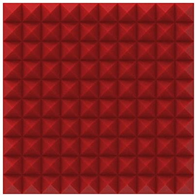 Pannello Acustico Fonoassorbente Piramidale, per Trattamento acustico, 50x50x5 cm Non sottovuoto (Rosso) densità 45