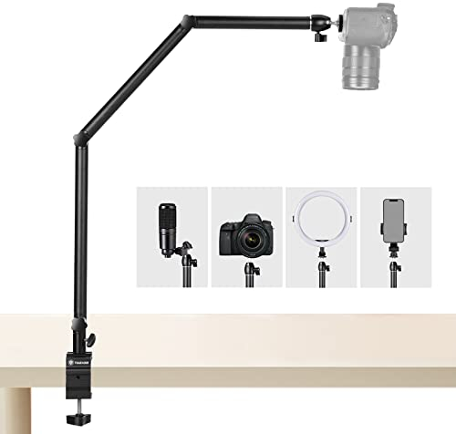TARION Overhead Stativ Kamera Tischstativ Klemmstativ Flexibel Gelenkarm Tisch Halterung mit 3/8'' Gewinde und 3/8'' auf 1/4'' Schrauben Adapter für DSLR Kameras Ringlicht Projektor (M(TKB01))