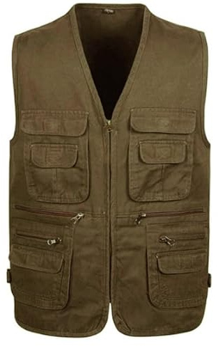 Trimax Chaleco multibolsillo | Ropa de Caza Acolchada con Bolsillos Color marrón. para Hombre Cazador, Pesca, Senderismo, Actividades al Aire Libre (L)