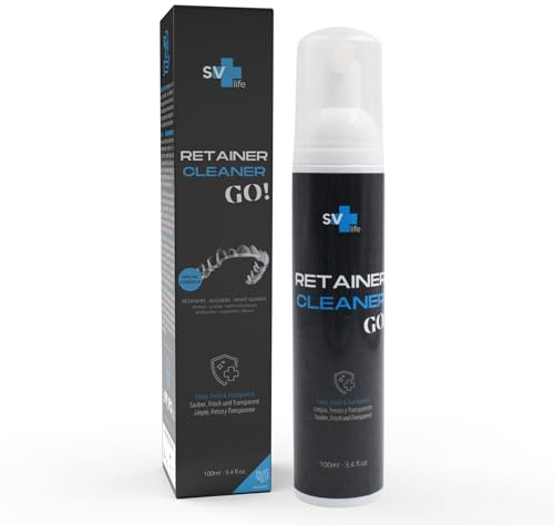 Rengöringsskum för Transparent Tandreglering | Retainers, Aligners, Bettskenor | 2-i-1 Formula med Antibakteriellt Aktivt syre, Mynta (100 ml)