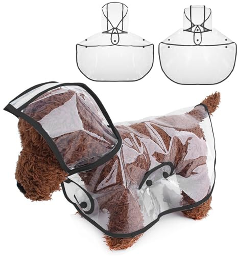 PETCUTE Manteau de Pluie Imperméable pour Chien avec Capuche,Imperméable pour Chien en PVC Transparent,Manteaux imperméables pour Chiens avec Fermeture à Boutons,pour Les Jours de Pluie