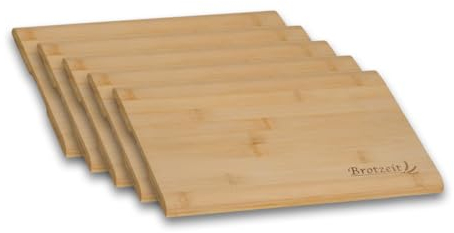 Kesper 58410 | Lot de 5 planches à pain en bambou extra larges 32 x 21 cm avec inscription en allemand