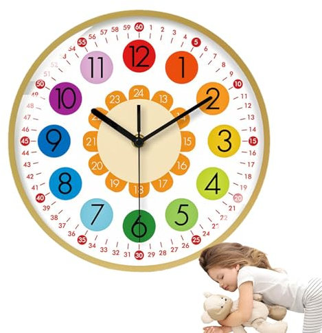 Orologio da parete per bambini, adatto ai bambini, orologio da parete decorativo, strumento didattico per la camera dei bambini