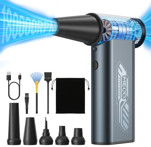 MECO ELEVERDE StaubgebläSe Luftdruckspray, 4-Gang 180000 U/Min Mini Elektrische Compressed Air Duster, Turbo Gebläse for PC Reinigung, 8000mah Akku Druckluft Dust Blower für Auto, Männer, Frauen, Grau