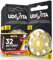 32 Hearing Aid Batteries Size 10 Udivita (Yellow) PR70 Zinc-Air with Phono Pulse Technology - 4 Blisters of 8 Batteries