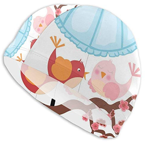 Bonnet de bain élastique, flocage d'ailes de cire et arbre avec branches feuillues, paysage urbain monochrome, pour hommes, femmes, jeunes