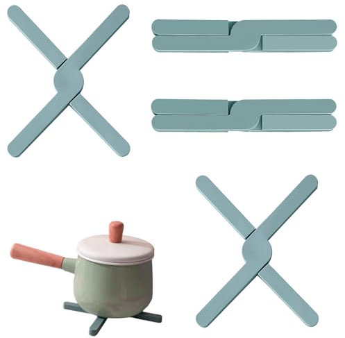 4 Stücke Untersetzer Topf,Topfuntersetzer,Topfuntersetzer Hitzebeständig,Pfannenschoner,Topf Untersetzer,Zusammenklappbar,Heißer Topf Halter,Fur Töpfe,Heiße Pfannen,Schalen (Schwarz)