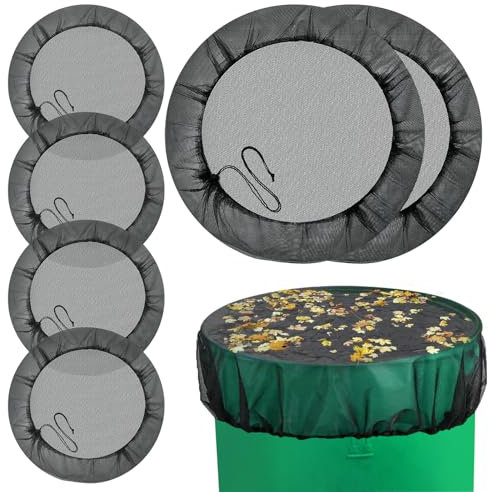 6 Pcs Filet pour Citerne de Pluie, Housse pour Tonneau de Pluie avec Cordon de Serrage, 95cm Filet de Protection Réglable pour Tonneau de Pluie Réglable, Protection Contre Les Feuilles, Les moustiques