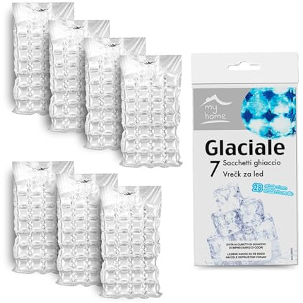 CasaChic Bolsas de hielo para 196 cubos, 7 bolsas desechables de 28 cubos para cócteles, bebidas y alimentos, 38 x 17 cm