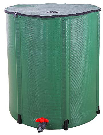 Collapsible Rain Barrel Water Butt with Filter Spigot & Overflow Kit 66 Gallon Portable Rainwater Collection System