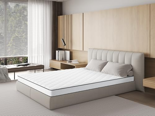 sinlikon Matelas 160 x 200CM - Matelas Mousse pour 2 Personnel avec Couette 220 x 240 cm et 2 oreillers 60x60 cm - Blanc- Moelleux,Confortable,Respirant