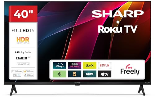 Sharp 40-inch HD Ready Frameless LED Roku Smart TV – HDR10/HLG, HbbTV, USB Media Playback, DVB-T/T2/C/S2 Tuners – 40HD2325K (HD Series)