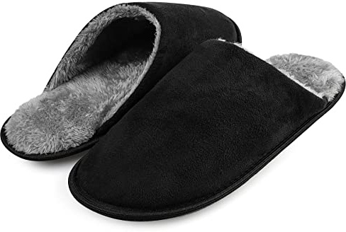 riemot Zapatillas Casa Hombre Invierno Cálido Antideslizante Interior Pantuflas con Forro Polar Cálido Zapatillas Estar en Casa Suave Confort Plantilla Memory Esponja